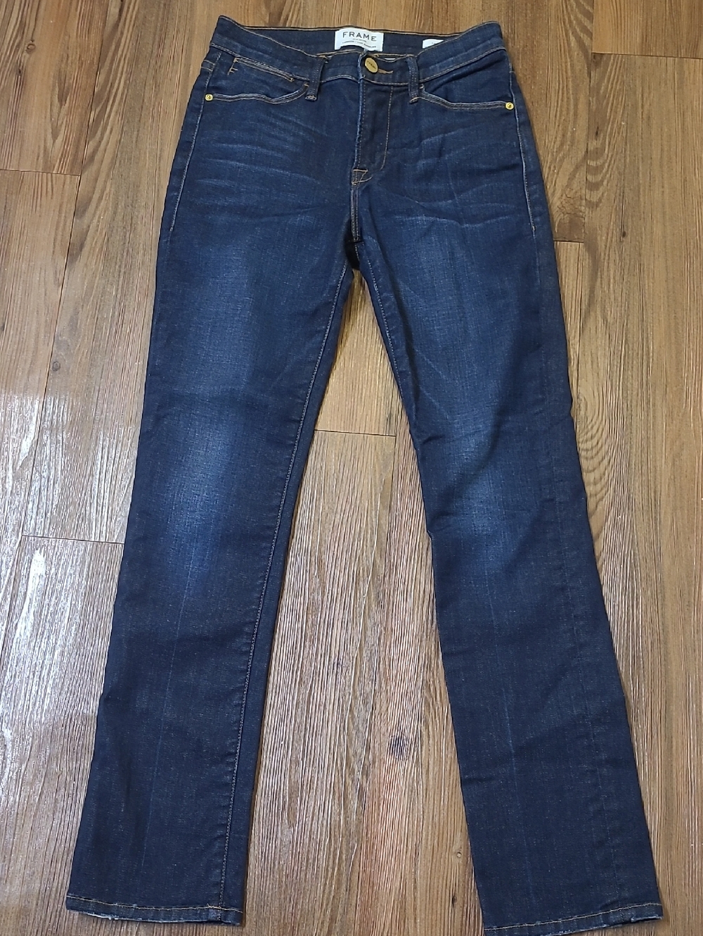 Frame Denim Straight Leg Jeans in Dark Blue